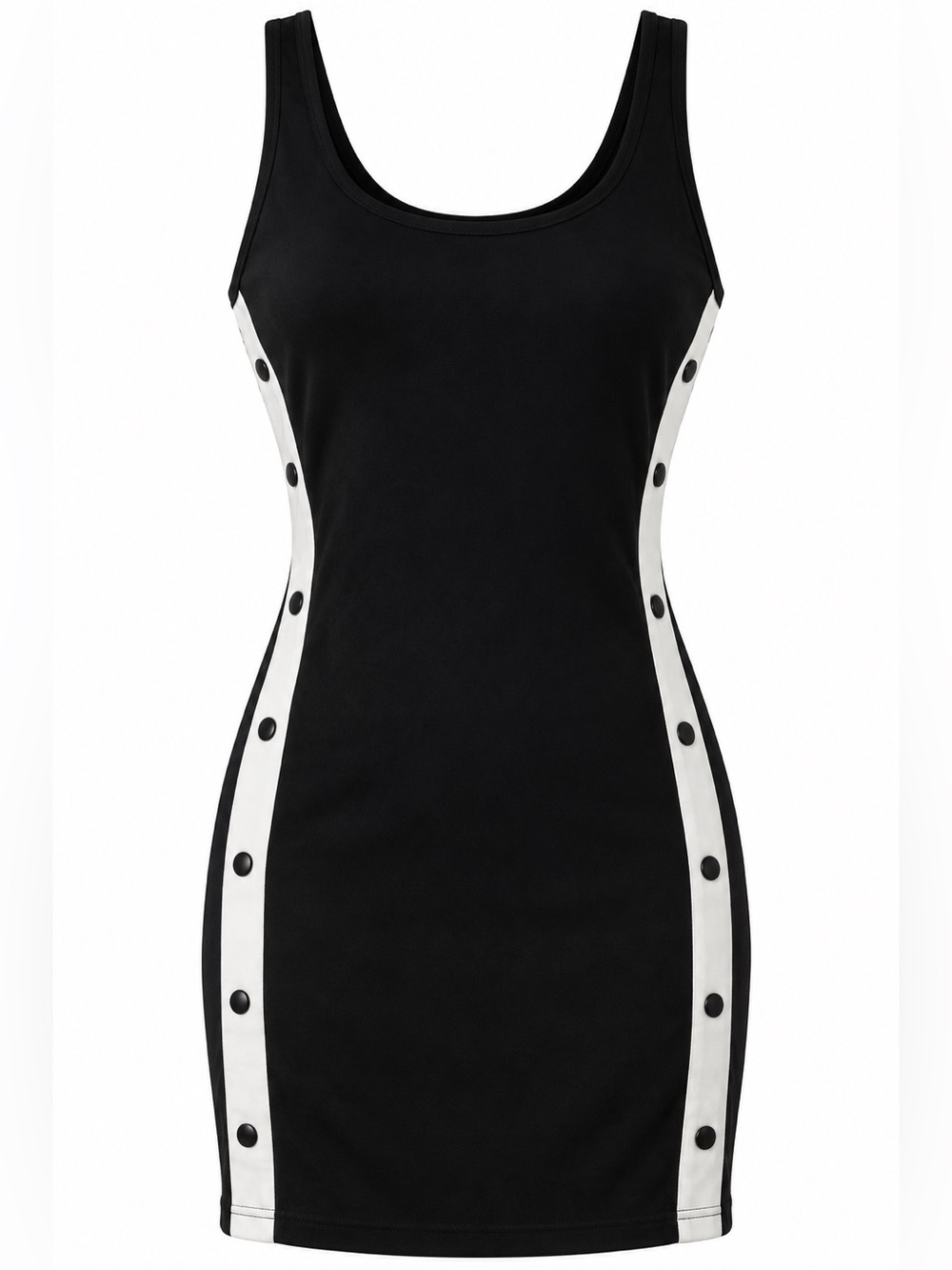 Divided Black White Snap Side Tank Bodycon Mini Dress M